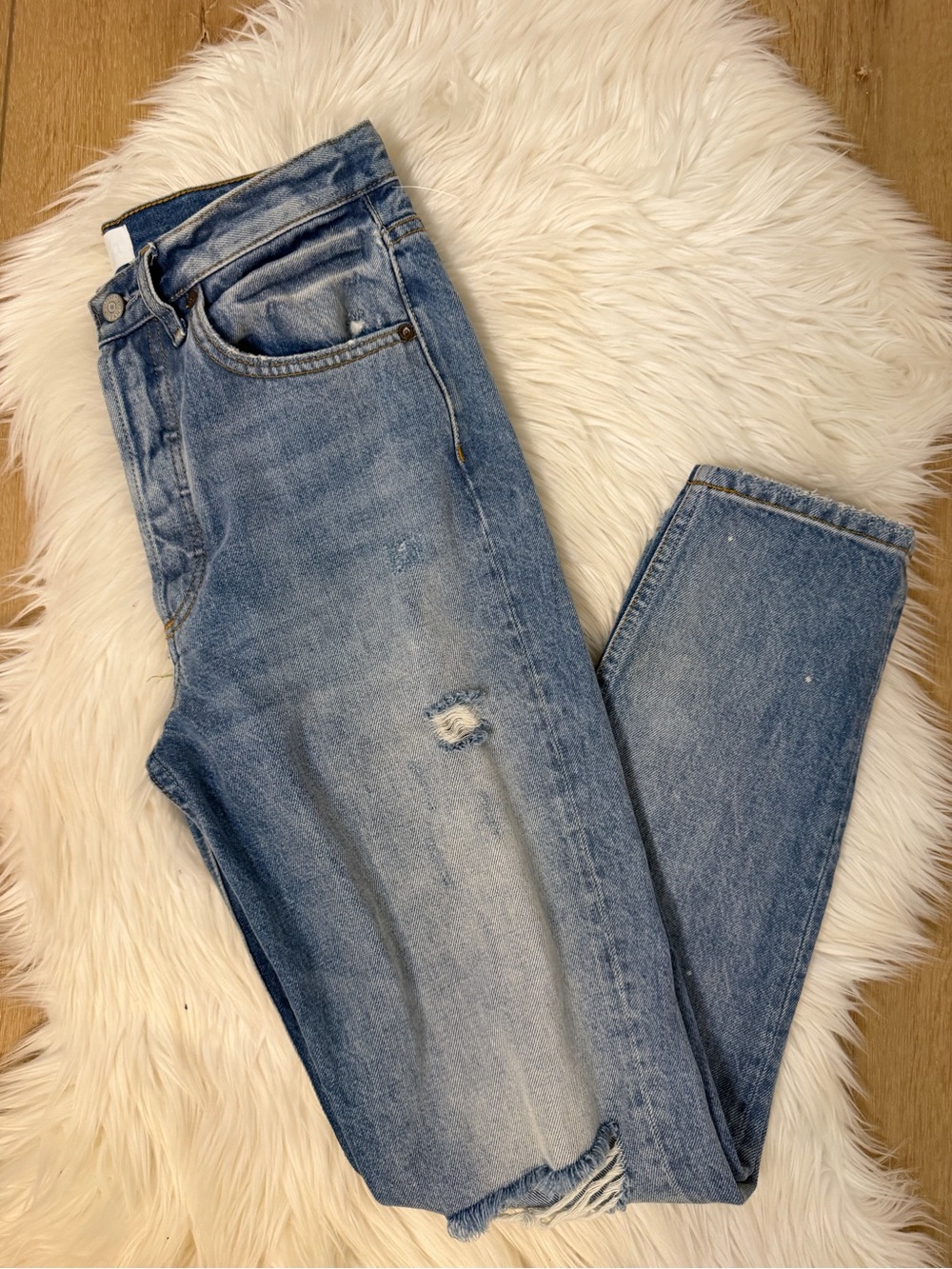 Boyish Denim Distressed Billy Straight Leg Jeans in Easy Rider Size 27